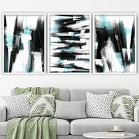 prints abstract black aqua art prints from original textured painting mix v3 wall poster decor gift