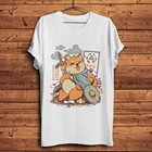 Kawaii samurai Akita забавная аниме футболка с собакой мечом мужская белая Повседневная футболка с коротким рукавом футболка унисекс уличная одежда