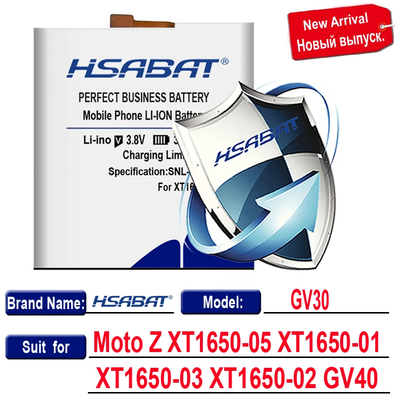 HSABAT GV30 3450 мА/ч, Батарея для Motorola Moto Z XT1650-05 XT1650-01 XT1650-03 XT1650-02 GV40