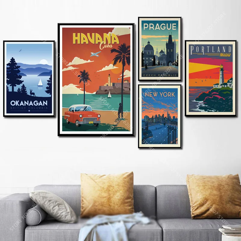 G001 художественный декор винтажный городской пейзаж Нью Йорк Лондон Сидней