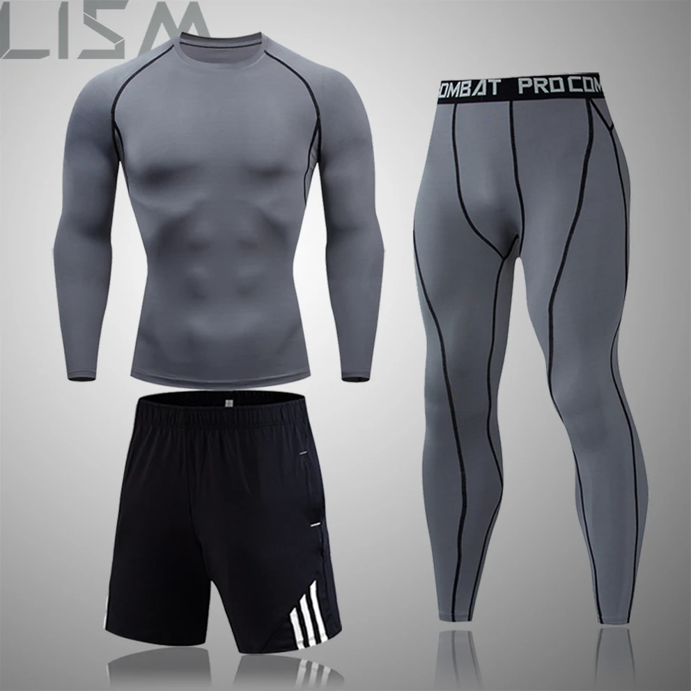 

Pure Color Tight-Fitting Elastic Men's Sports Suit Indoor Thermal Underwear Sportswear Sportswear Sports Jogging Windproof Men
