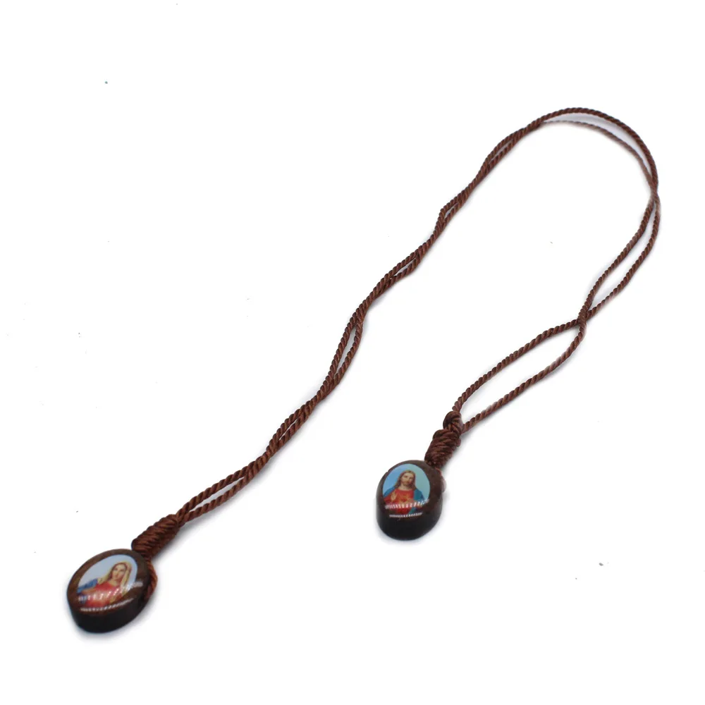 Браслет со шнурком эполета святого отца и матери католический деревянный крест