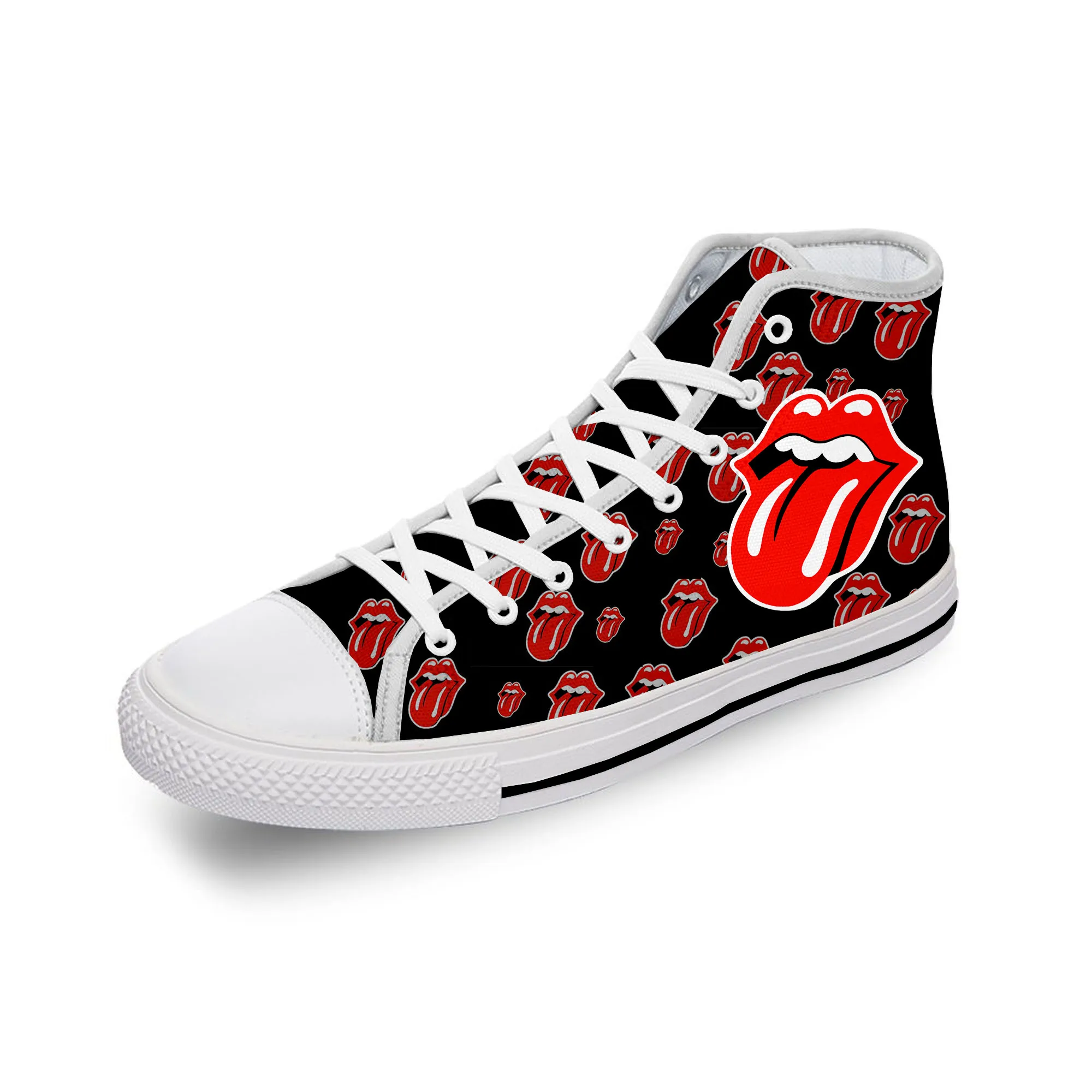 

Hot Stones Metal Rock Band Music Rolling Casual Cloth 3D Print High Top Canvas Fashion Shoes Men Women Breathable Sneakers