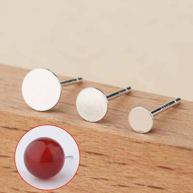

20pcs 925 Sterling Silver 3/4/5/6/8mm Earring Base Cabochon Blank Setting Round Pad Stud earring For Diy Fashion Earrings making