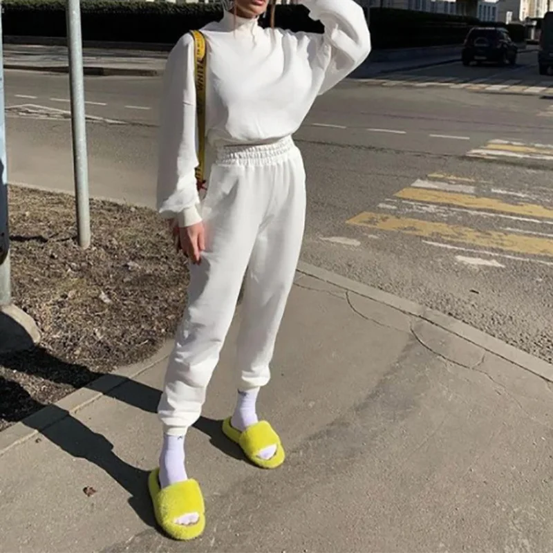 Женский Повседневный флисовый комплект из двух предметов осенний спортивный