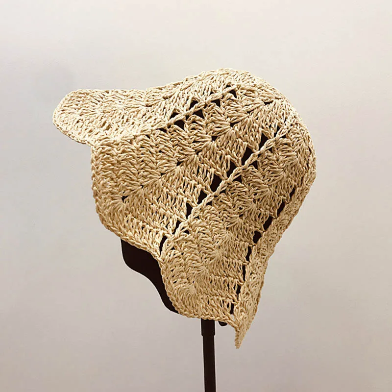 

QPALCR Summer Sun Hats For Women Straw Hat Korean Handmade Crochet Retro Hollow Bucket Hat Folding Sunscreen Beach Hat