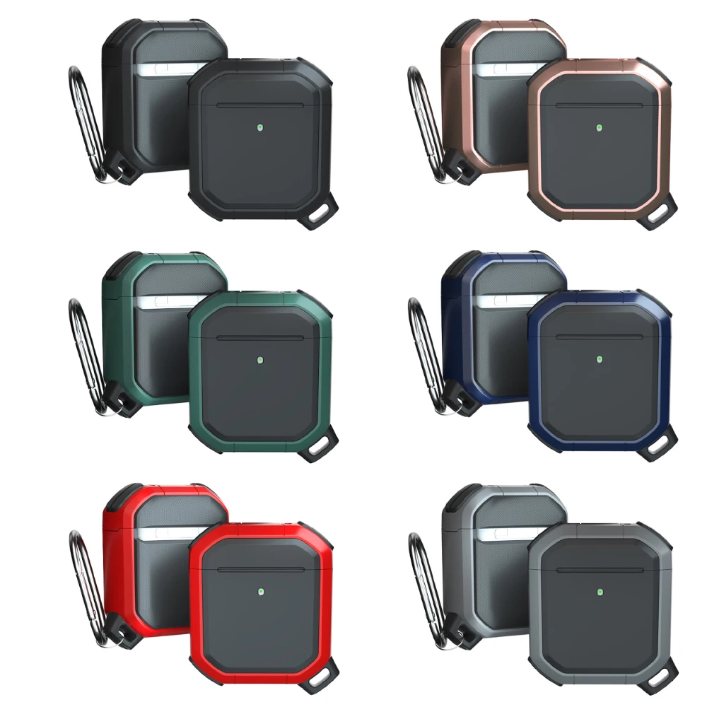 

TPU+PC Earphones Case For Apple AirPods 1 2 Wireless Headphone Cover For AirPods 1 2 Armor Thunder Battlegear Protective Cases