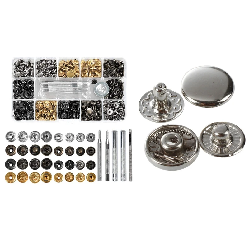 

50 шт. металлические кнопки, заклепки и 126 шт. металлических кнопок, набор кожаных кнопок