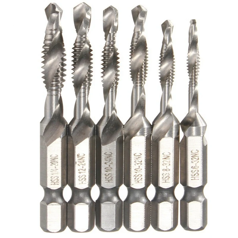 6 шт. 1/4 &quotшестигранный хвостовик комбинированное сверло и кран бит винтовой