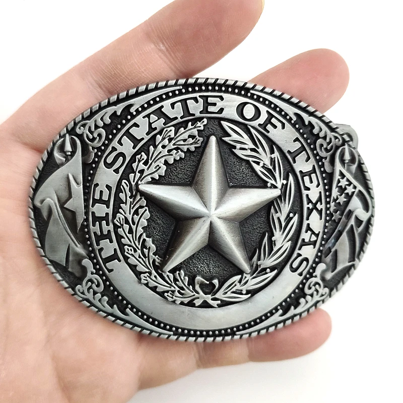 Винтажные Серебристые Цветочные пряжки для ремня овальные штата Техас
