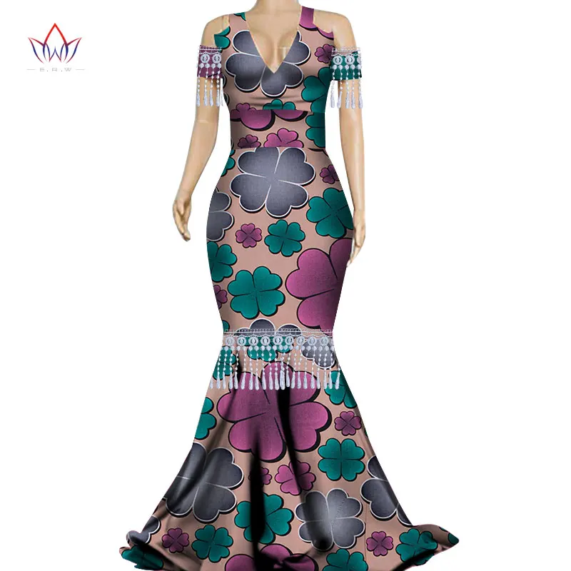 Модные африканские платья с кисточками для Женщин Дашики плюс размер