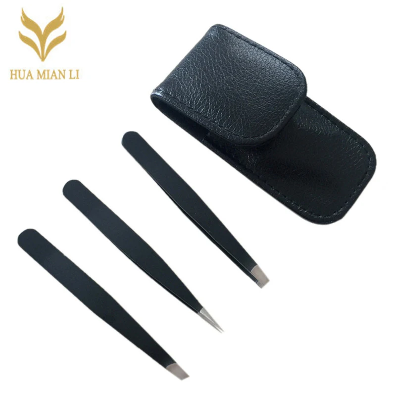 

3Pcs Stainless Steel Eyebrow Tweezer Set Slant Tip/Point Tip/Flat Tip Eyebrow Clip Sets with Bag Hair Removal Beauty Tool 9.6cm