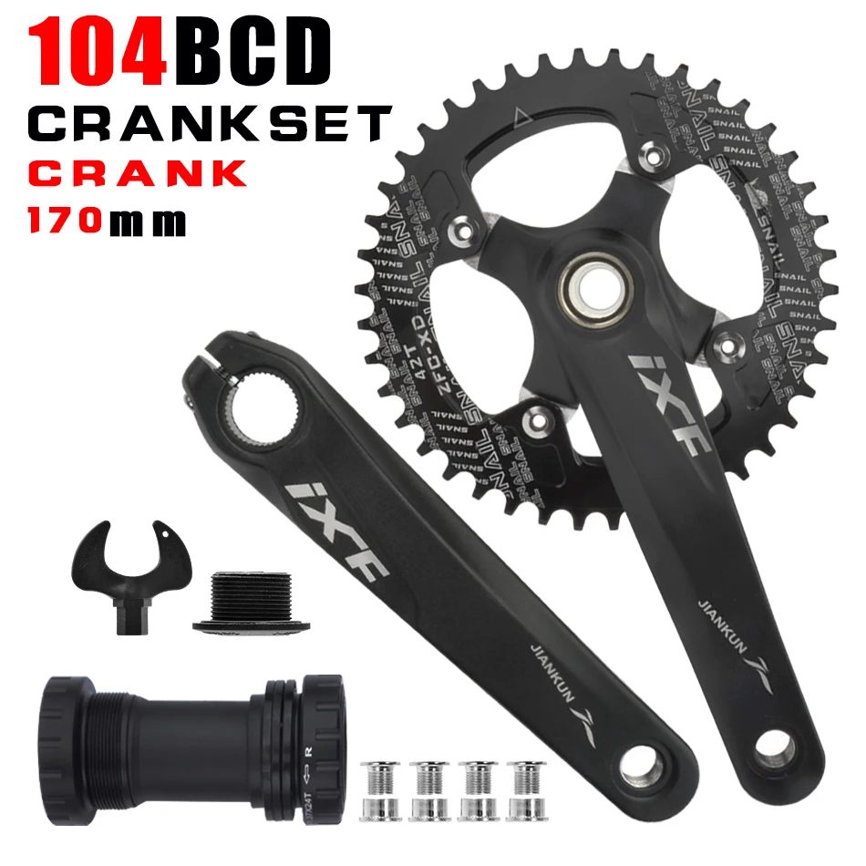 

IXF MTB bike crankset bicycle hollow integrated crank modified single disc 104BCD 32 34 36 38 40 42T crankset bottom bracke