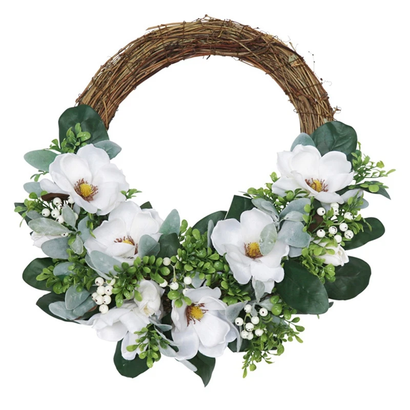 

Artificial Magnolia Flower Wreath Christmas Wreath for Front Door Wall Windows Wedding Party Farmhouse Home Decoration