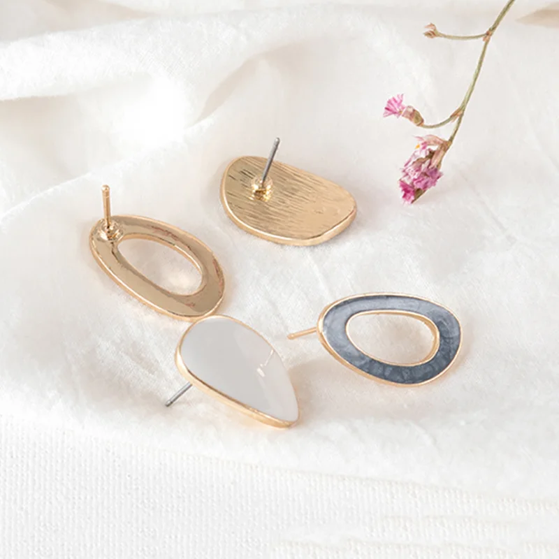 Милые серьги неправильной геометрической формы глазурованные металлические для