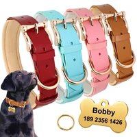 custom leather dog collar personalized pet large collar engraved id tag for medium large dogs free engraving nameplate collars