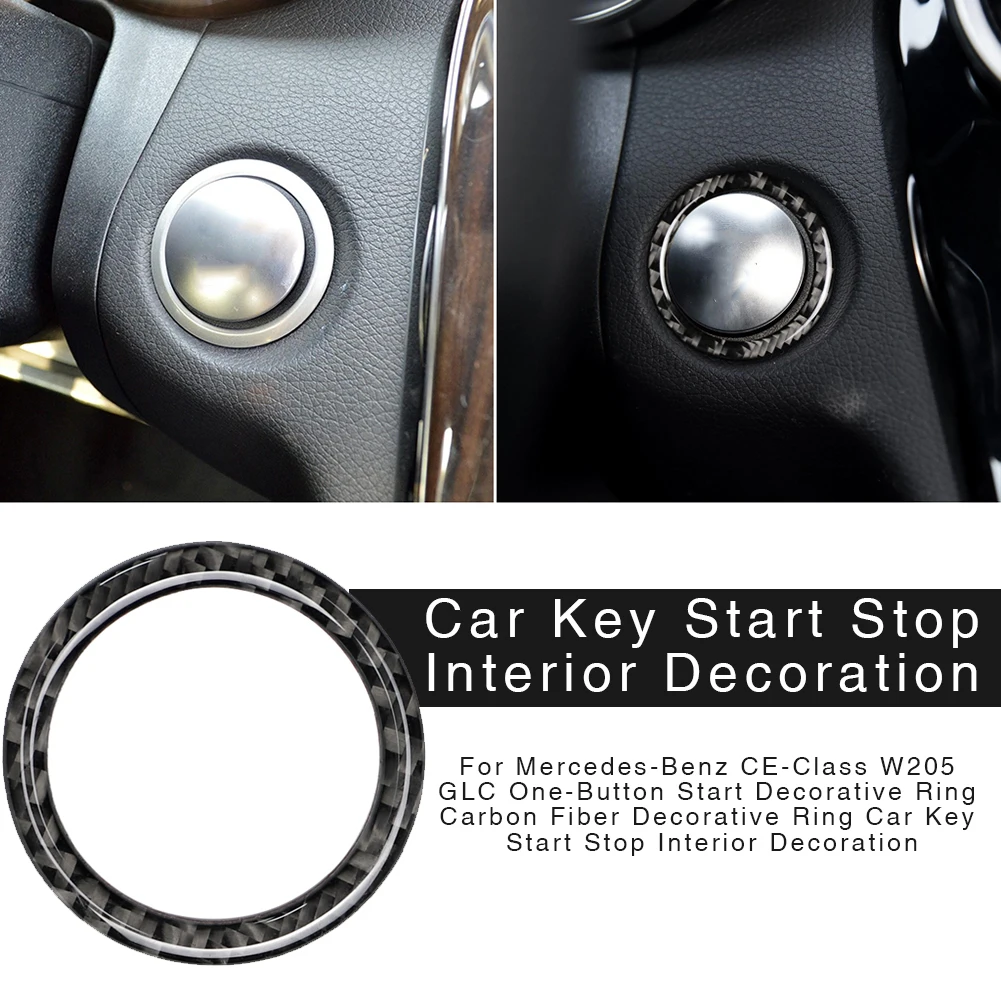 

For Mercedes-Benz CE-Class W205 GLC One-Button Start Stop Decorative Ring Carbon Fiber Decorative Ring Interior Decoration