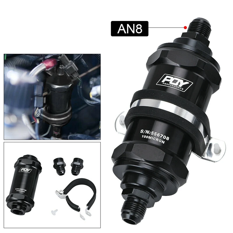 Inline Fuel Filter E85 Ethanol Inlet 8 an Outlet Bracket 100 Micrometre Elements | Автомобили и мотоциклы