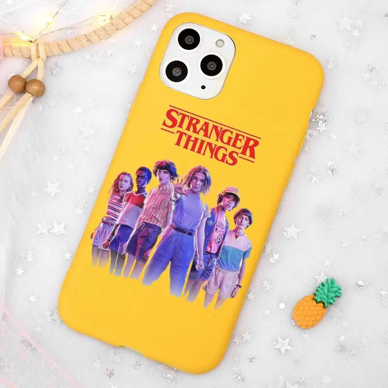 

Fashion stranger things TV friend Phone Case Candy Color Yellow for iPhone 11 12 pro XS MAX 8 7 6 6S Plus X 5S SE 2020 XR