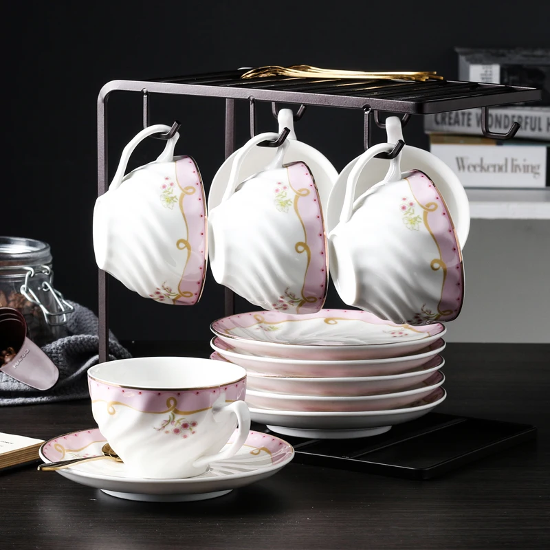 Набор чашек и тарелок из костяного фарфора роскошные Винтажные белые