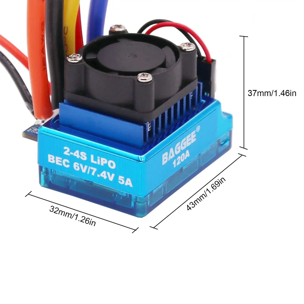 

BAGGEE 120A 2S-4S Durable Waterproof Brushless Bidirectional ESC With Intelligent Temperature Control Fan