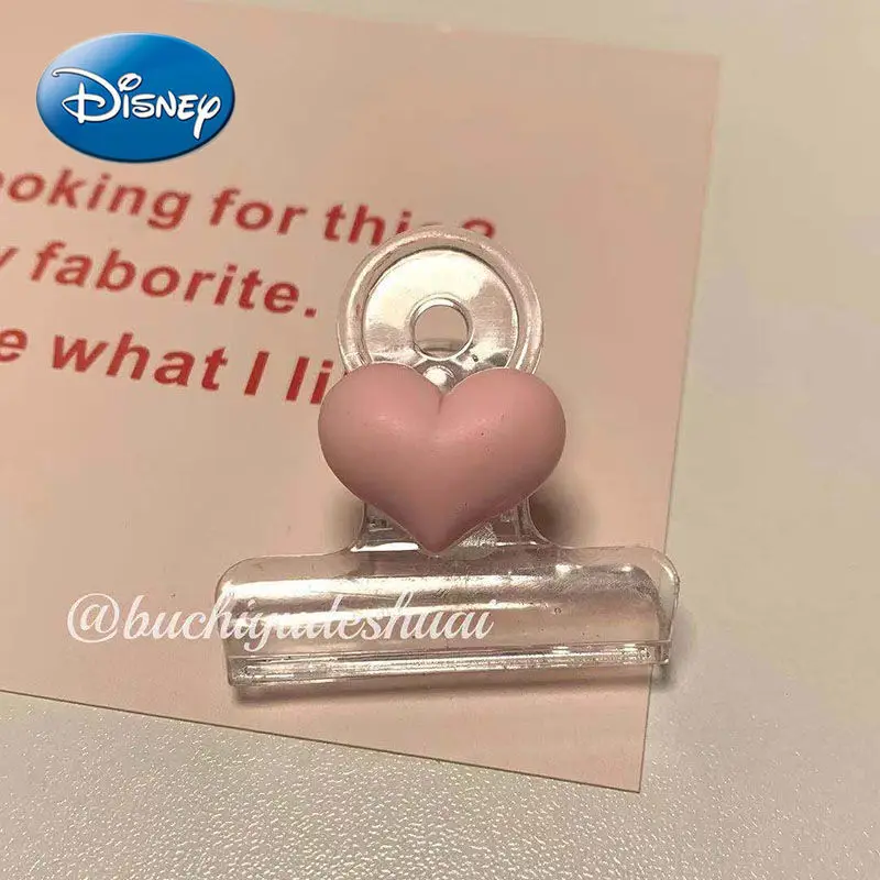 

Disney Pink Girl Heart Storage Clip Acrylic Transparent Creative Cute Student File Test Paper Clip