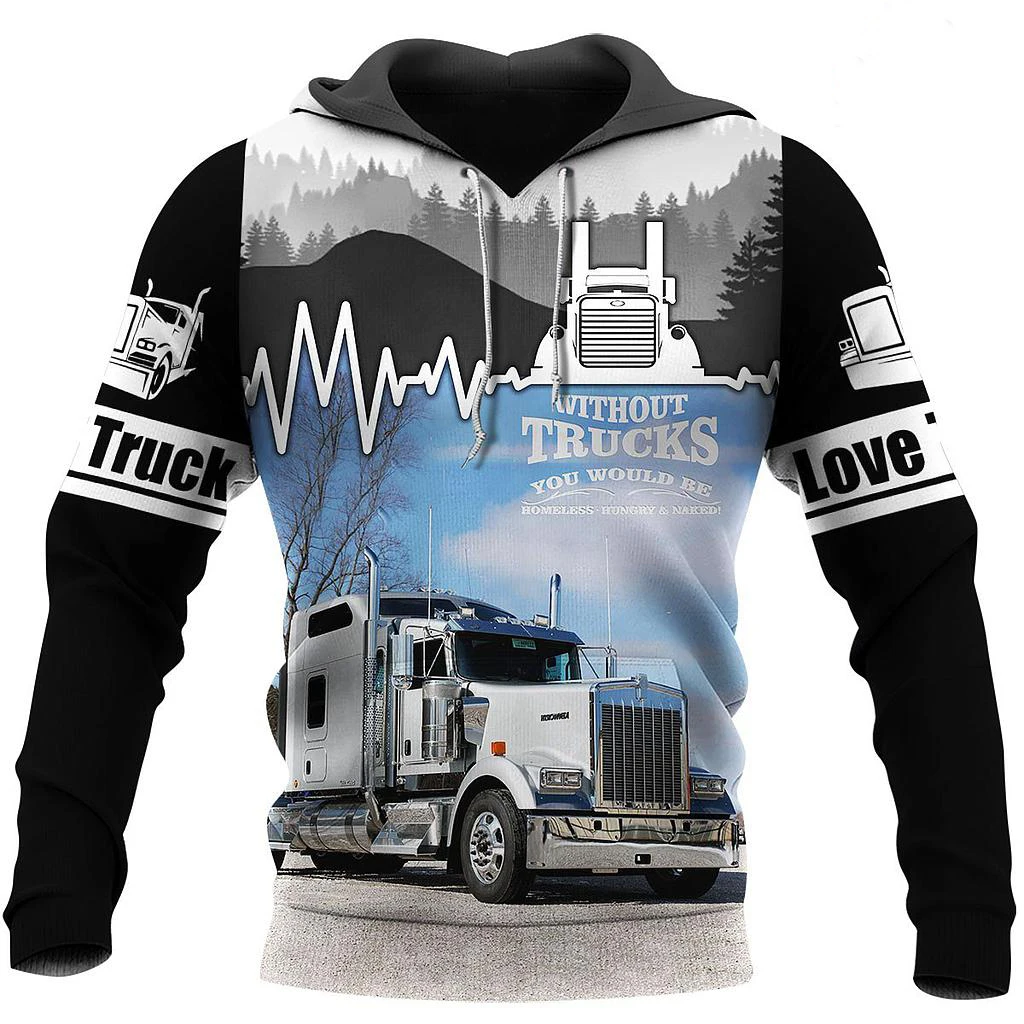 

Новинка 2021, забавная Мужская футболка с длинным рукавом и принтом Love Truck, художественные толстовки с капюшоном, толстовки, куртка, Мужская