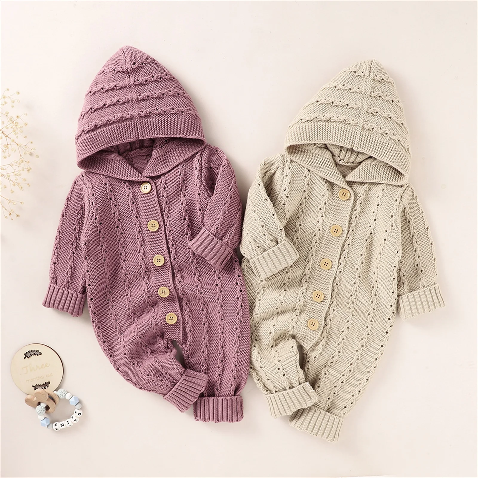 

Детское трикотажное боди с капюшоном, на пуговицах