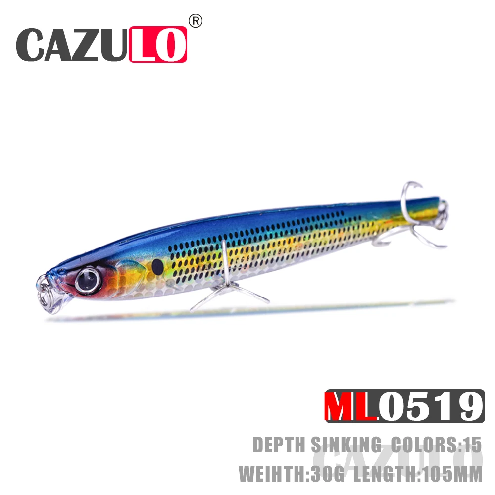 

Fishing Accessories Lure Minnow Weights 30g 105mm Isca Artificial Sinking Pencil Pesca Wobblers Trolling Peche A La Carpe Leurre