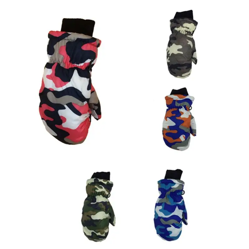Toddler Kids Winter Camouflage Printed Full Finger Gloves Waterproof Windproof Thicken Warm Elastic Ribbed Cuff Mittens 3-5T | Спорт и