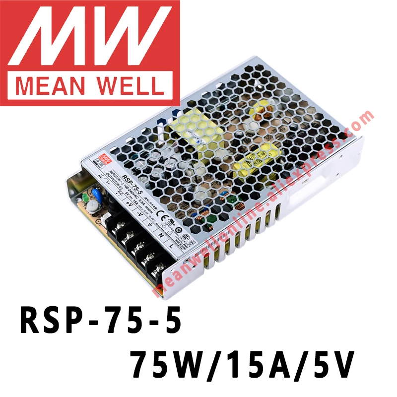 Mean Well-saída Única com Função Pfc Fonte de Alimentação On-line com 5v dc 15a 75w Fonte de alimentação de comutação