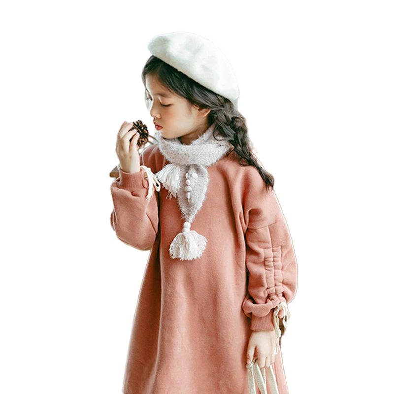 Платье для девочек-подростков Длинное свободное плотное теплое весеннее 2021