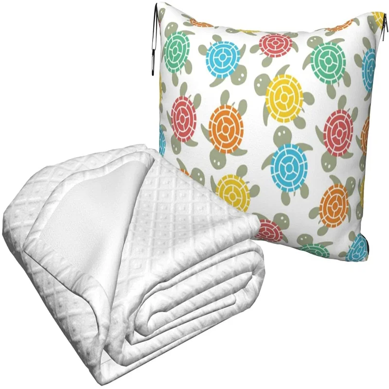 vender Colorido Redondo Tartaruga Viagem Travesseiro Cobertor Dois-em-um Mochila Cinta E Compacto Avião Saco Cintura Suporte 60x43 Polegadas
