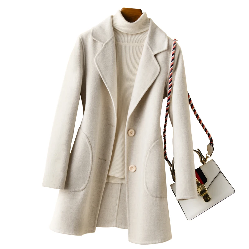 

Пальто женское из 100% шерсти, двухстороннее, кашемировое, длинное, на осень и зиму, WPY979