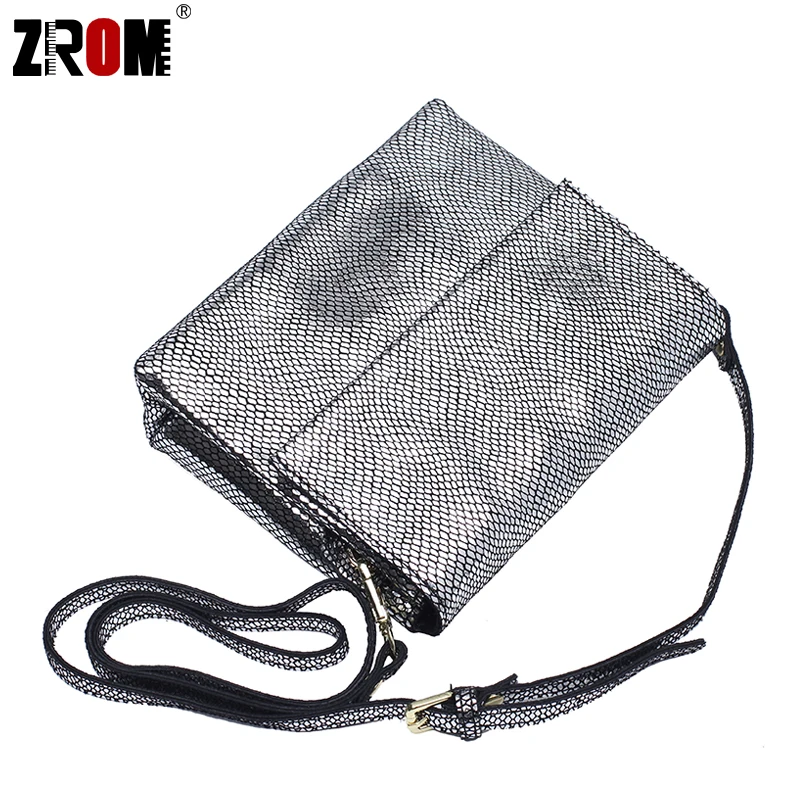Women Messenger Bag Genuine Leather Serpentine Bags Crossbody Real Soft Cow Leather Handbags Lady Messenger Bags Sequin Bag