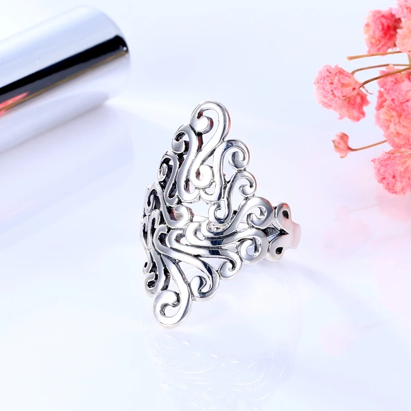 Женские кольца из стерлингового серебра 925 пробы модные женские винтажные полые