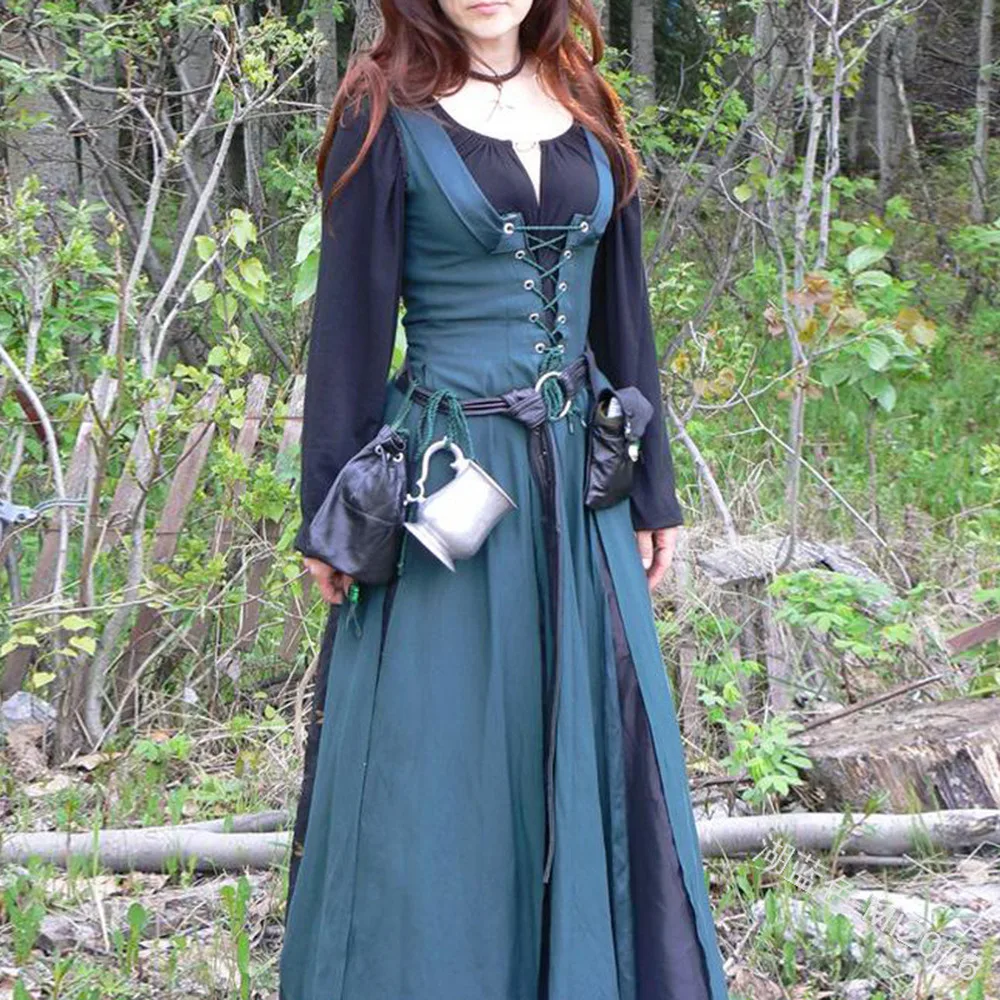 

Vintage Renaissance Victorian Medieval Costume Gothic Bandage Long Dresses 2020 Plus Size Maxi ball gown Middle Ages dress