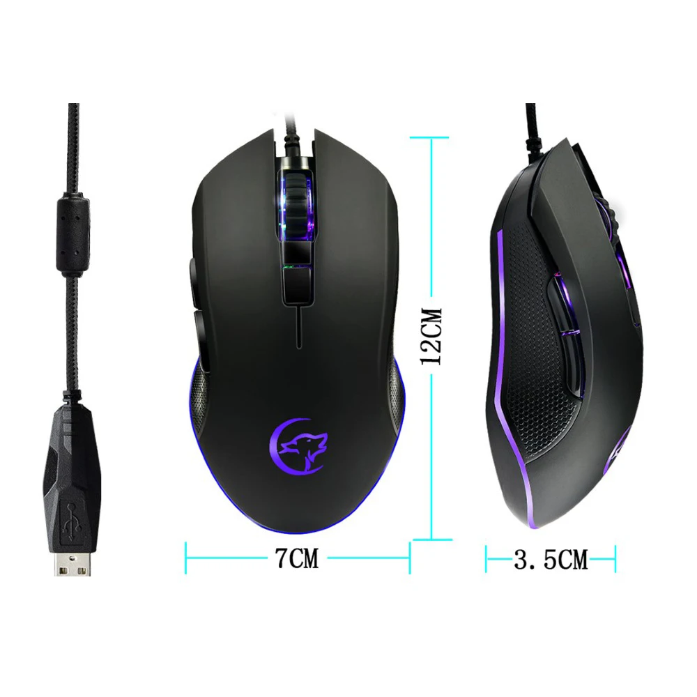 

YWYT G812 USB Wired Mouse Gaming Mouse 3200DPI 6 Buttons Optical Ergonomic Gaming Mice with Colorful Breathing Light