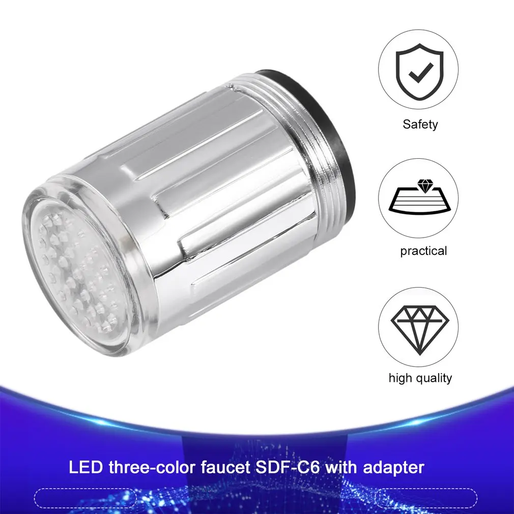

3 Color 7 Colors Changing Glow Light-up LED Kitchen Faucet Shower Tap Novelty Luminous Faucet Nozzle Head Light Bathroom Light
