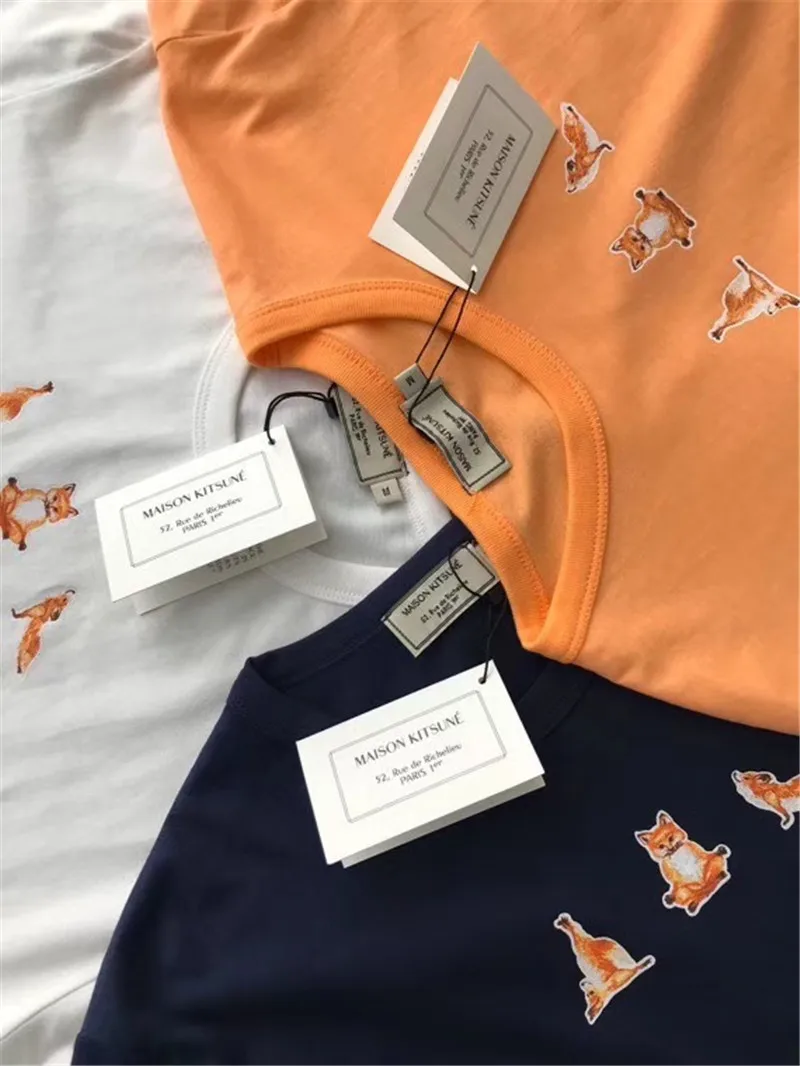 

2020ss FOX Printing Maison KITSUNE T Shirt Men Women 1:1 high quality T-shirts 100% Cotton Maison KITSUNE Summer Style Tees