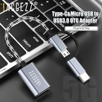 accezz 2 in 1 usb 3 0 otg adapter cable usb c data transfer nylon braid micro usb data sync for samsung macbook type c otg