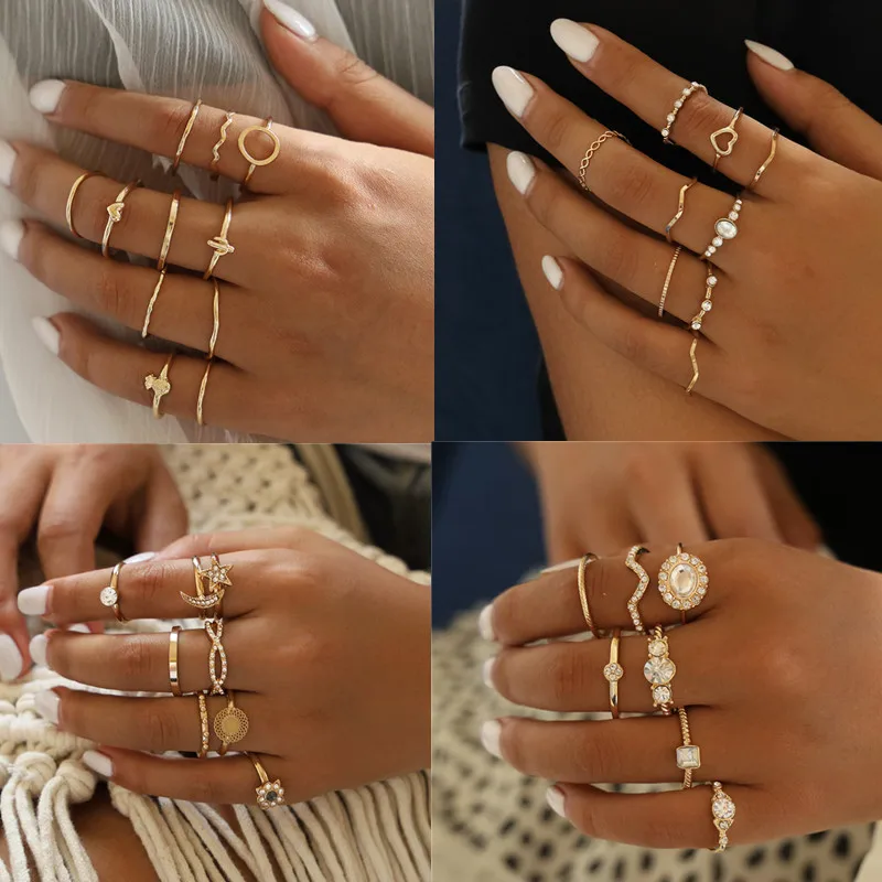 Набор Колец DIEZI женских в богемном стиле Винтажные Ювелирные украшения для