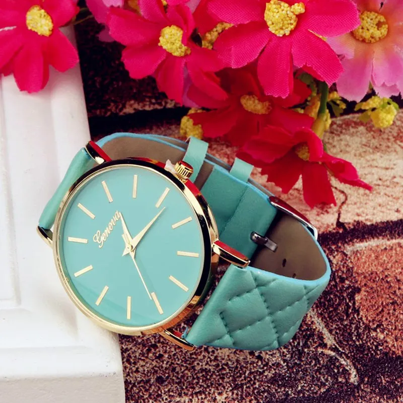 Часы женские orologio donna Geneva на сетчатом кожаном ремешке с циферблатом | Наручные