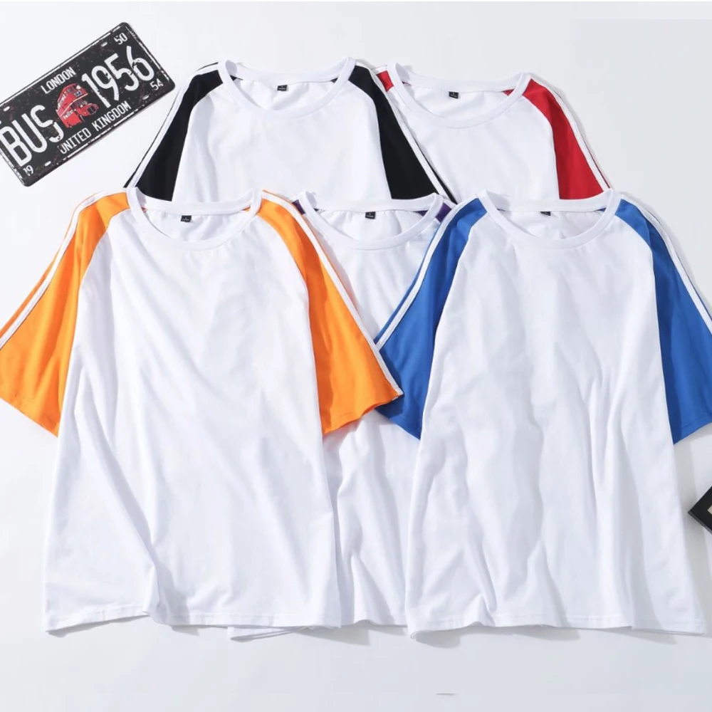 

Стильные Модные женские футболки в стиле Харадзюку, в стиле пэчворк, милые повседневные хлопковые цветные топы, Kpop футболка в стиле пэчворк, Прямая поставка