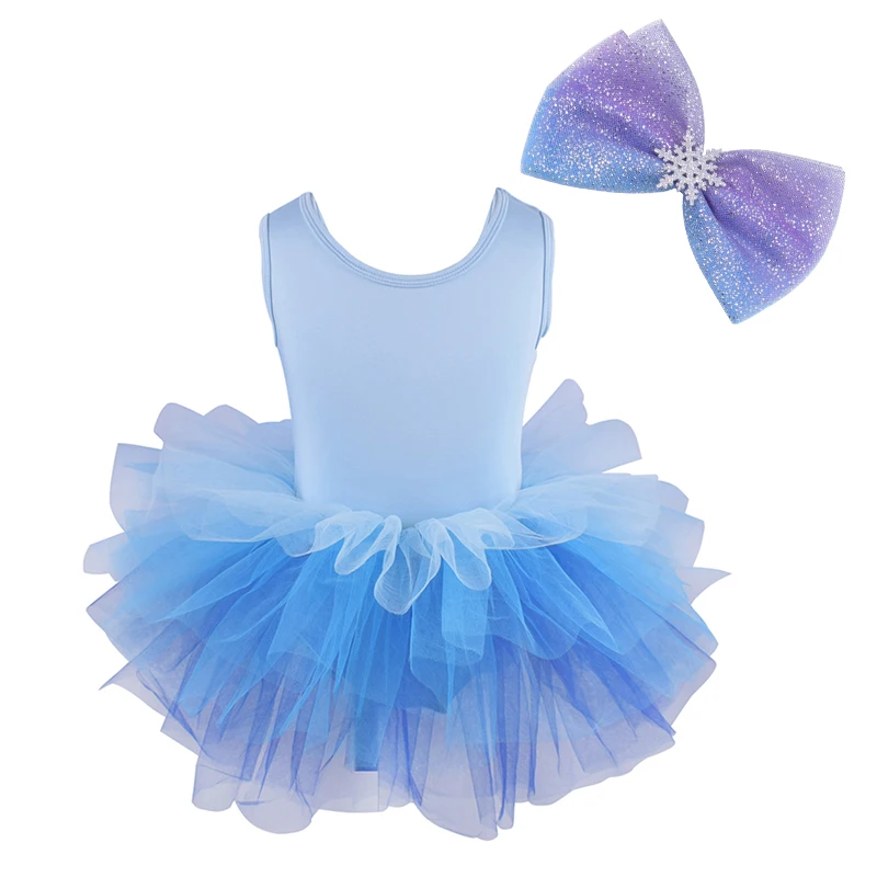 blue gradient 1 Балетное платье-пачка принцессы для девочек, 2 предмета профессиональное детское танцевальное праздничное платье костюм для сцены свадебное платье для девочек возрастом от 2 до 8 лет, Эльза - Цвет: blue gradient 1