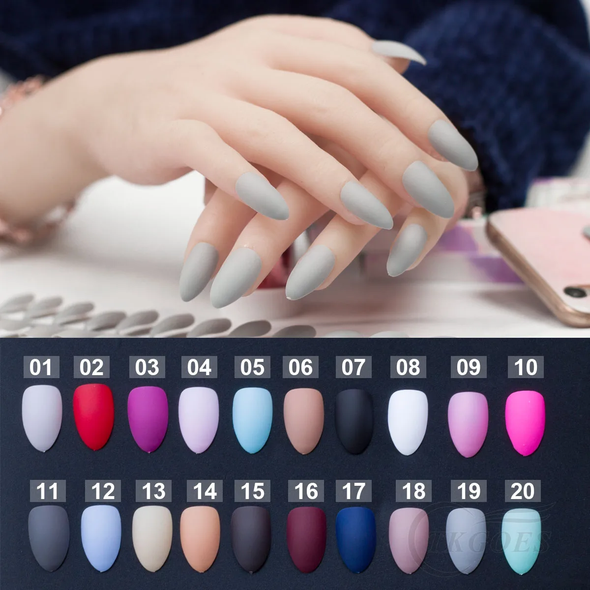 24 шт. 10 размеров миндальные ногти матовая крышка искусственные на шпильках