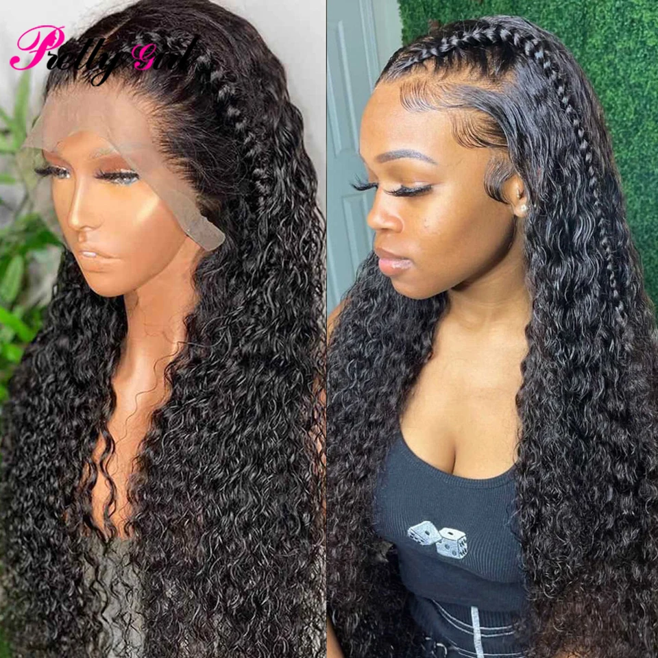 

Water Wave 30Inch Lace Front Wig Human Hair Wigs Pre Plucked Middle Part Lace Wig Transparent Princess Hair Wig For Black Women