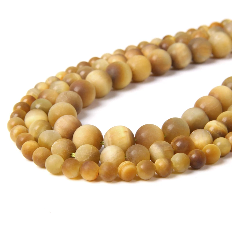 6-12ММ Натуральные матовые бусины круглой формы тигрового глаза золотистого цвета, свободные камни для браслетов, ожерелий, сережек и других украшений.