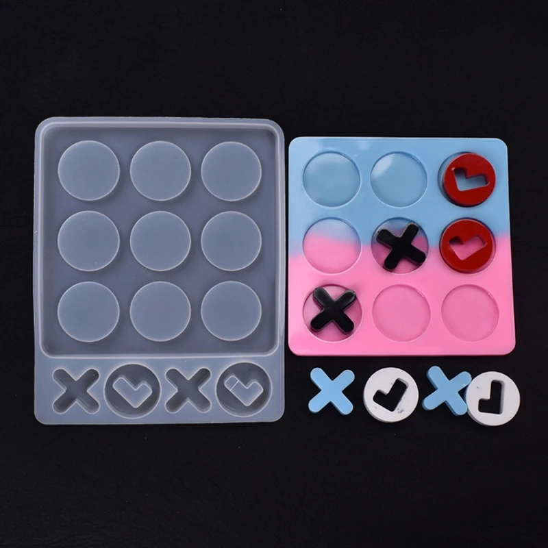 

DIY Crafts Decor Crystal Epoxy Resin Mold Game Disk Checkerboard Silicone Mould MXME