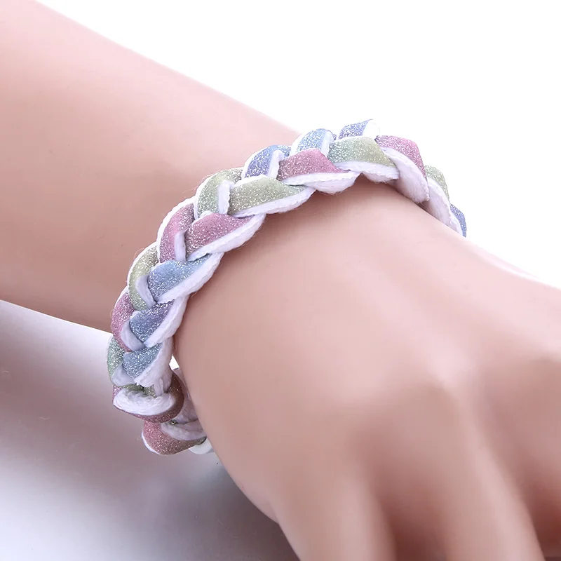 Модный плетеный флуоресцентный тканый голографический отражающий браслет